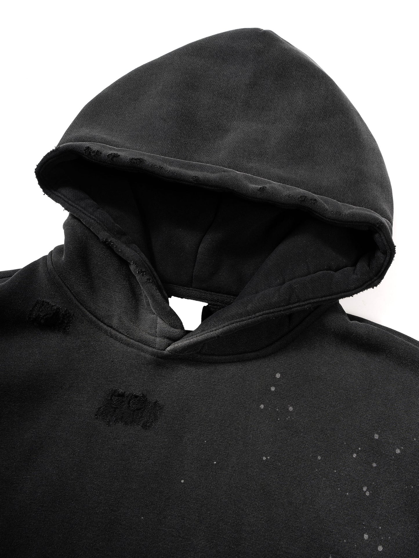 BLAZE.BKC Vintage Wash Frayed Fleece Hoodie - 360 GSM