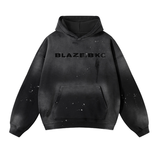 BLAZE.BKC Vintage Wash Frayed Fleece Hoodie - 360 GSM